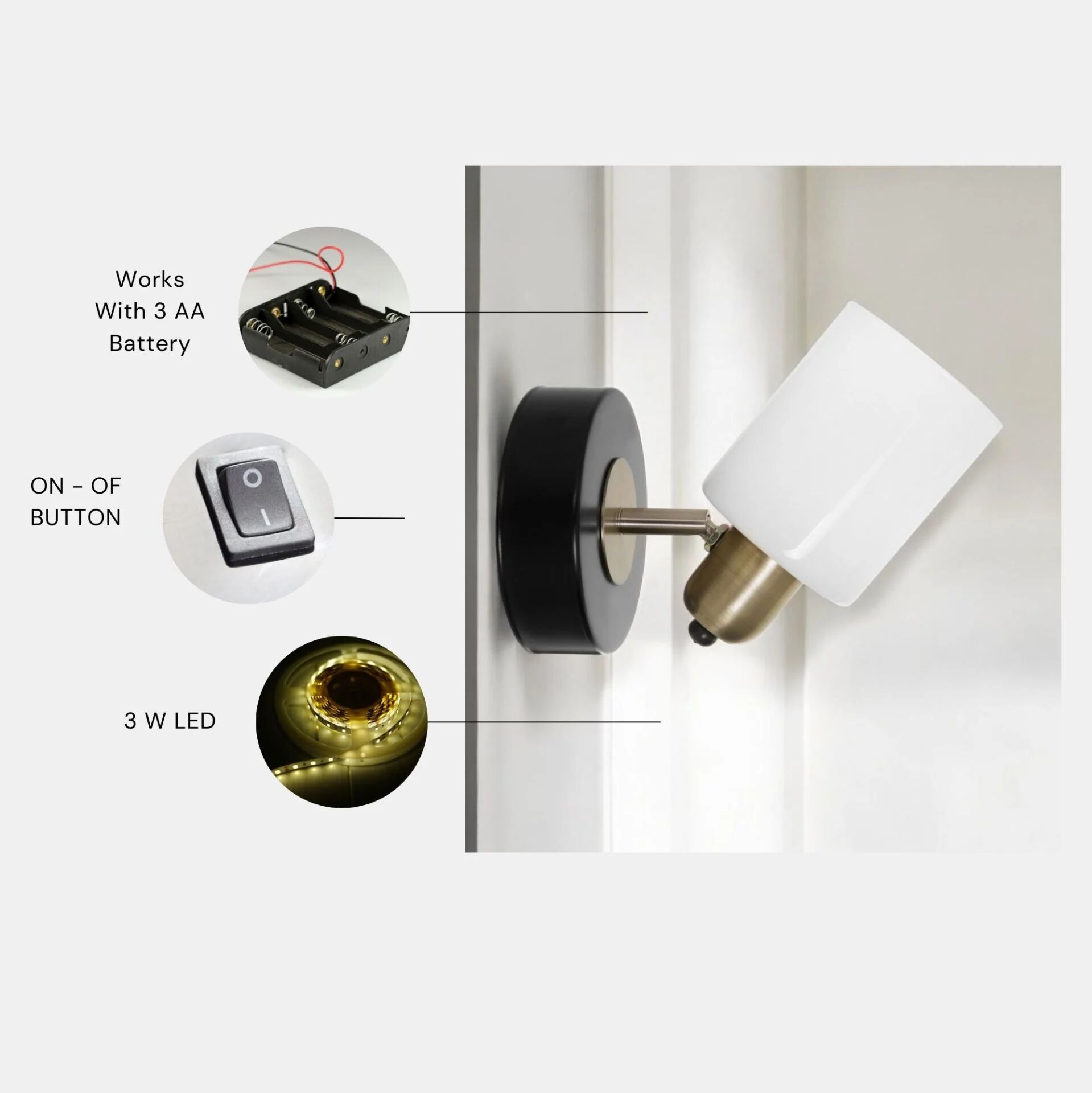 Nomi Pilli Tekli Siyah Beyaz Camlı Aplik