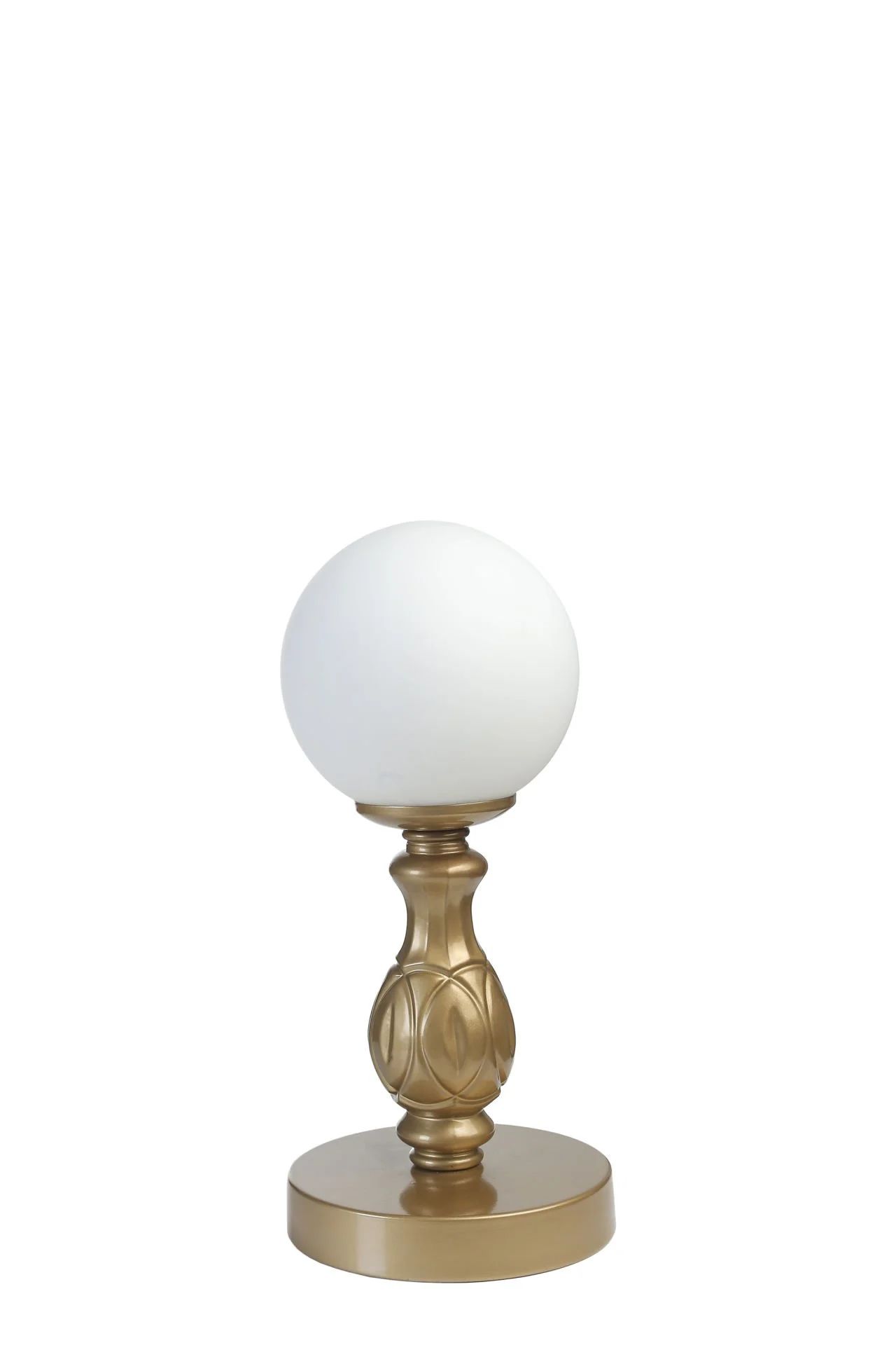 Olimpiyat Pilli Eskitme Beyaz Camlı Masa Lambası