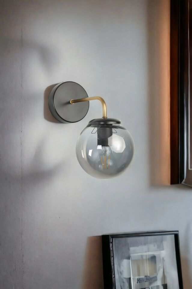 Pablo Pilli Siyah Füme Camlı Aplik