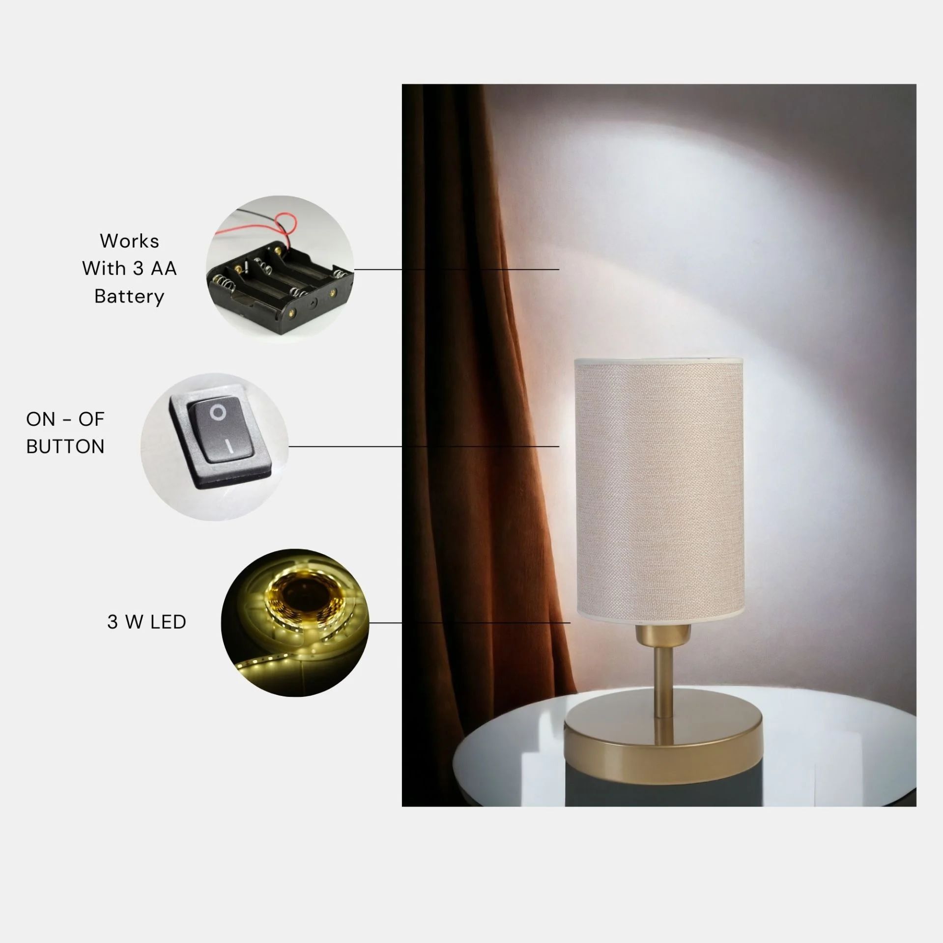 Rumeli Pilli Eskitme Açık Hasır Abajurlu Masa Lambası