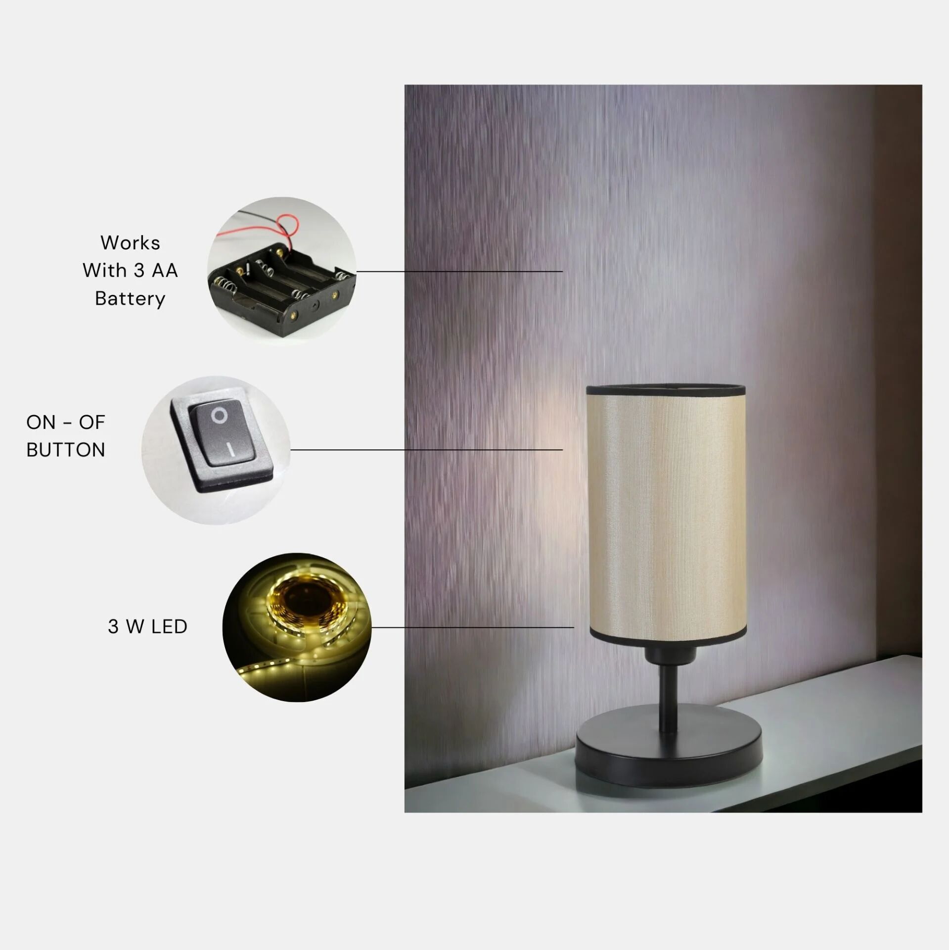 Rumeli Pilli Siyah 15-3 Abajurlu Masa Lambası