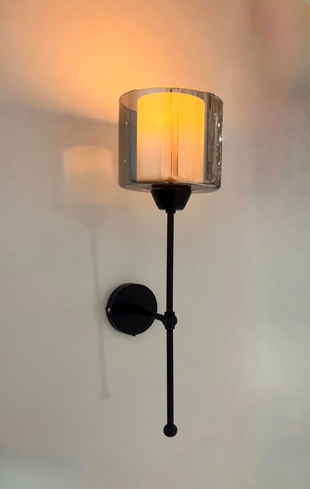 Yeni Sahra Pilli Siyah Füme Camlı Aplik