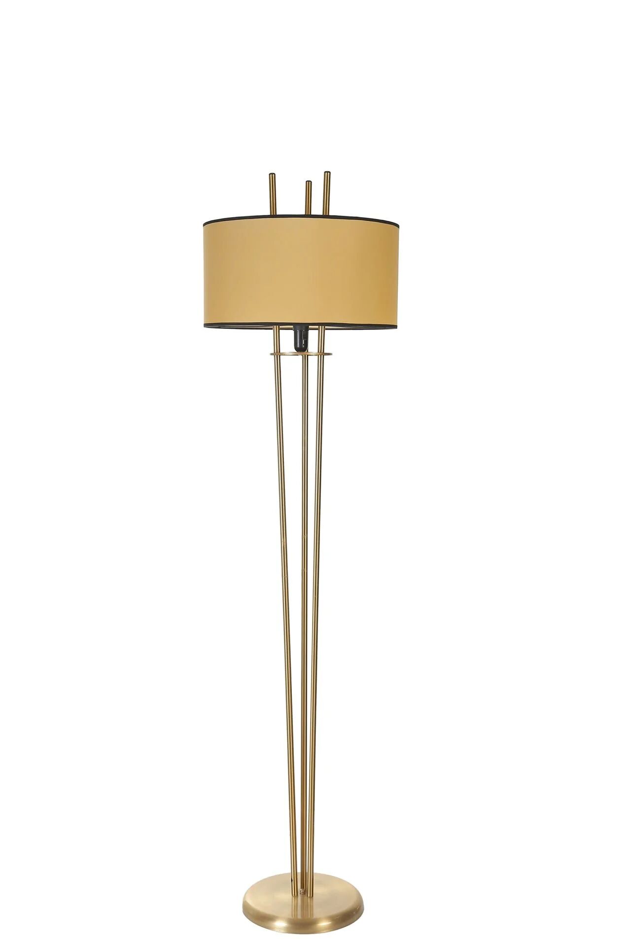 Belen Eskitme Silindir Hardal Abajurlu Lambader