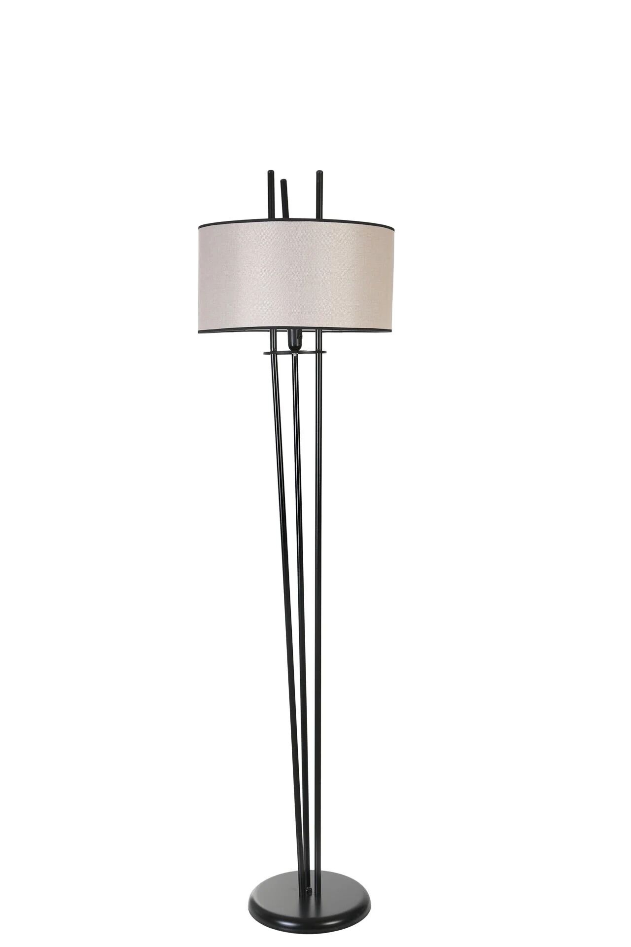 Belen Siyah Silindir Açık Hasır Abajurlu Lambader