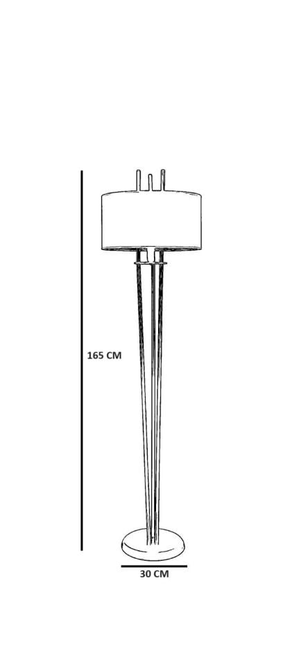 Belen Siyah Silindir Hasır Gri Abajurlu Lambader