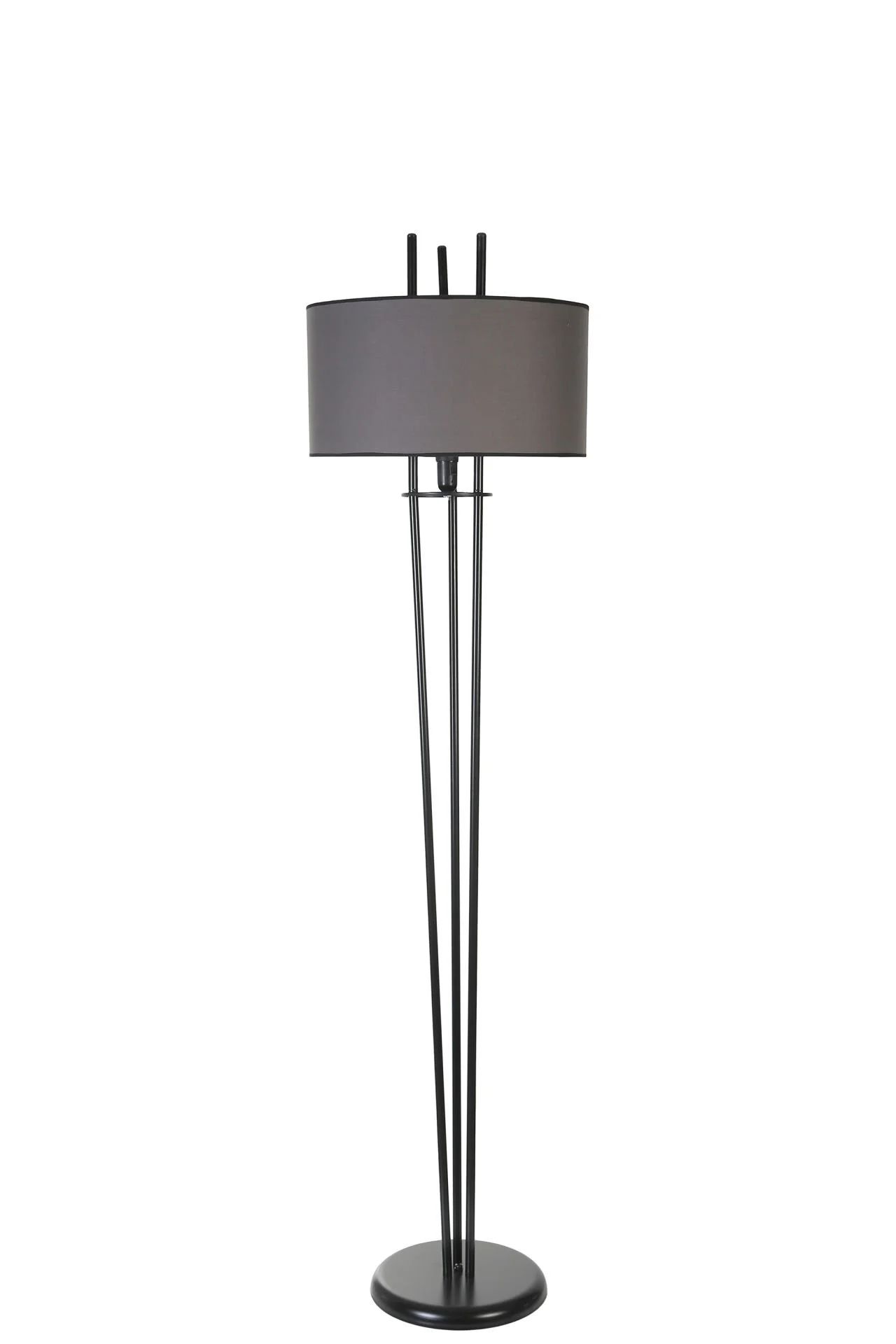 Belen Siyah Silindir Koyu Gri Abajurlu Lambader