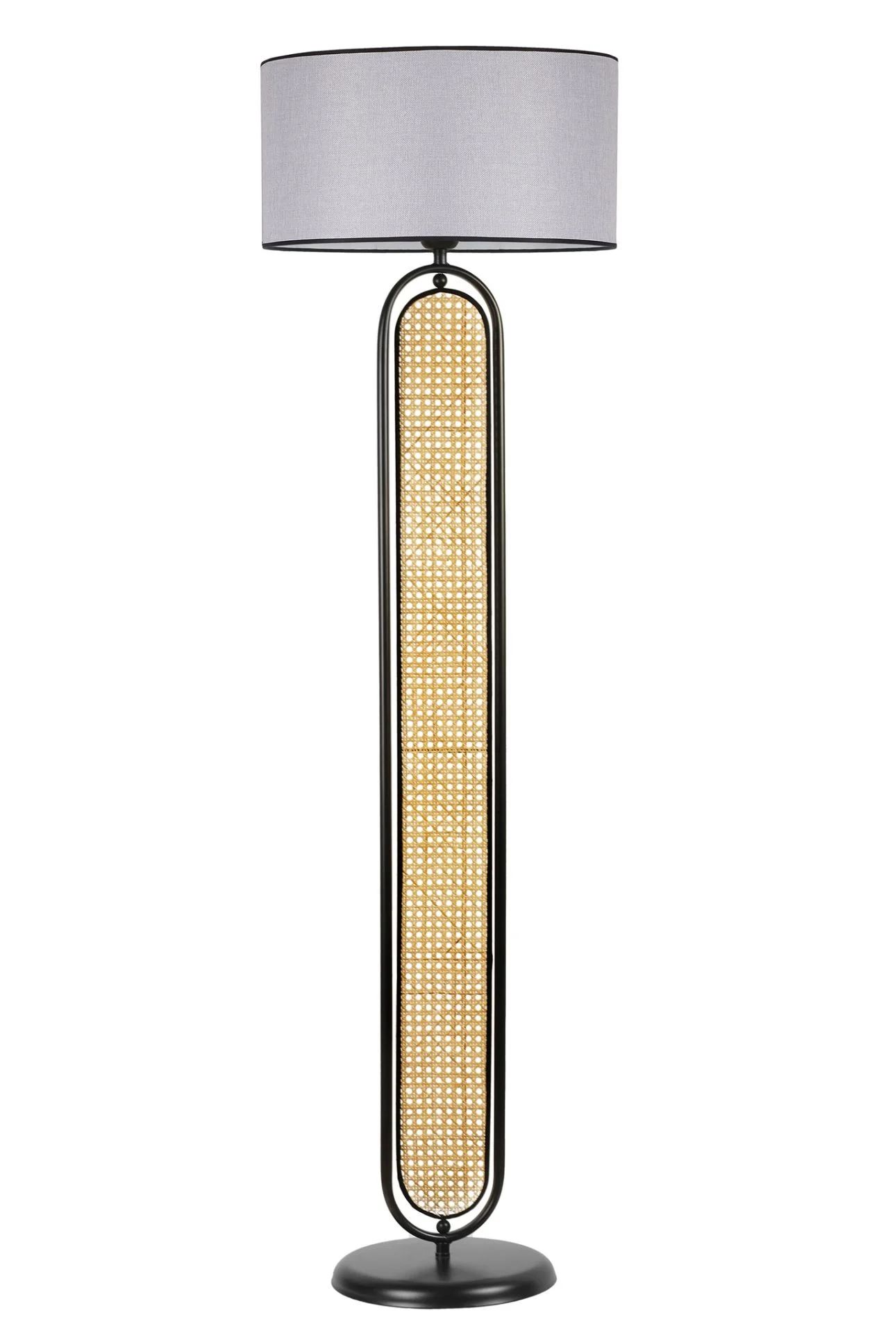 Belinda Siyah Silindir Hasır Gri Lambader