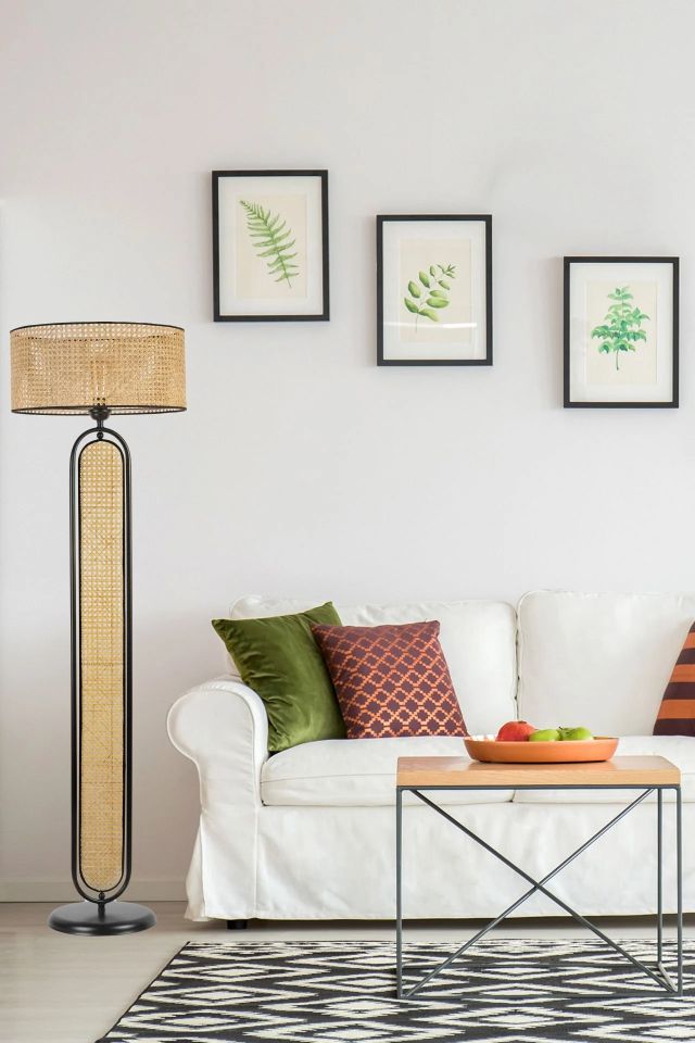 Belinda Siyah Silindir Rattan Lambader