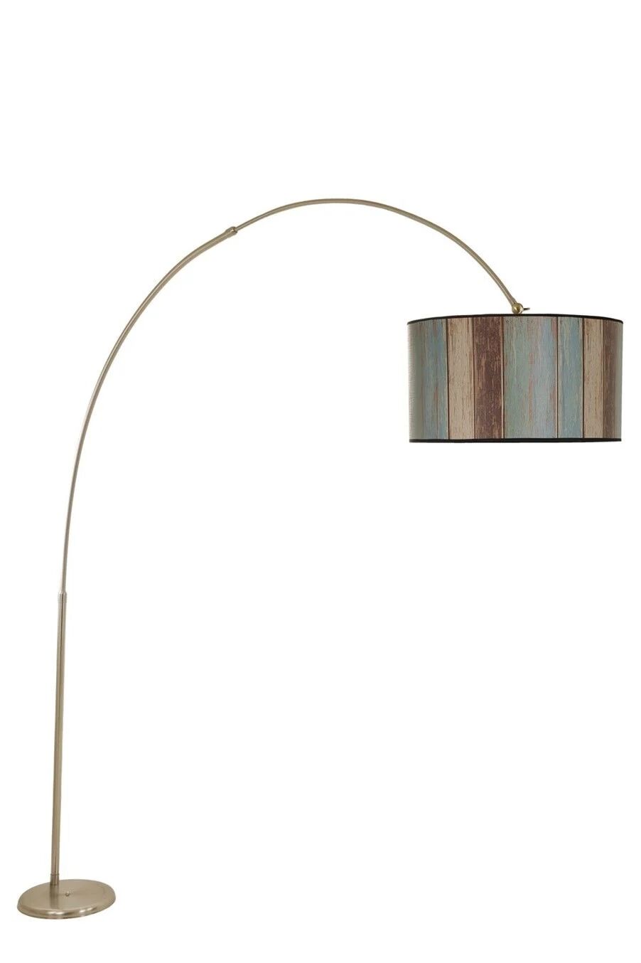 Deve Boynu Mat Krom Silindir Renkli Abajurlu Lambader