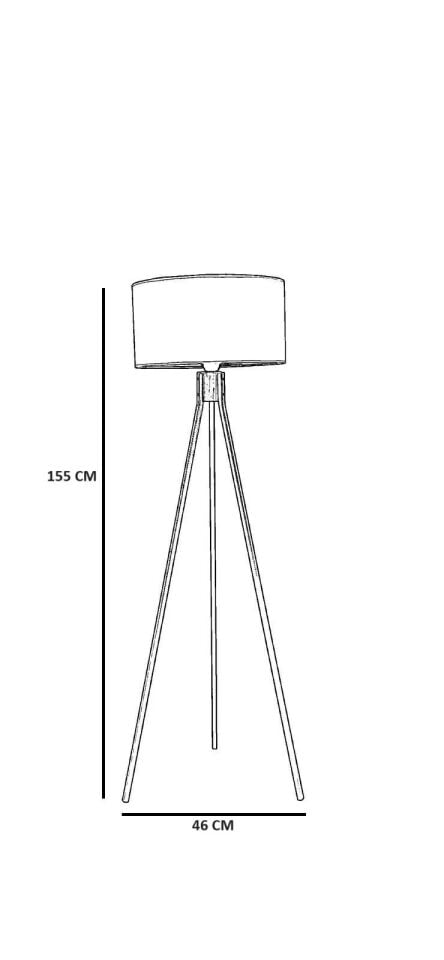 Fisco Tripod Siyah Silindir Koyu Gri Abajurlu Lambader