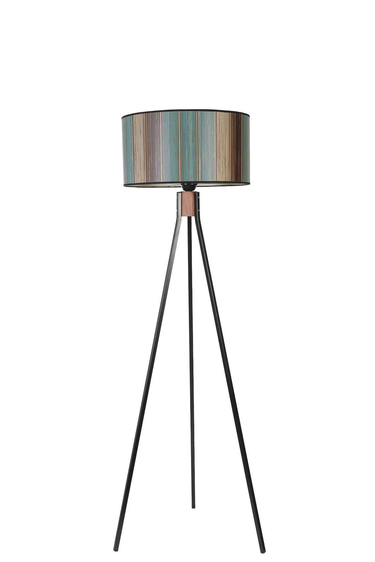 Fisco Tripod Siyah Silindir Renkli Abajurlu Lambader