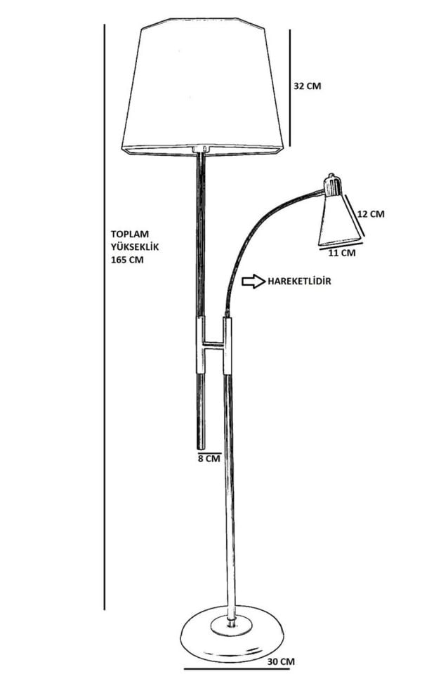 Forza Mat Krom Altıgen Kırmızı Abajurlu Lambader