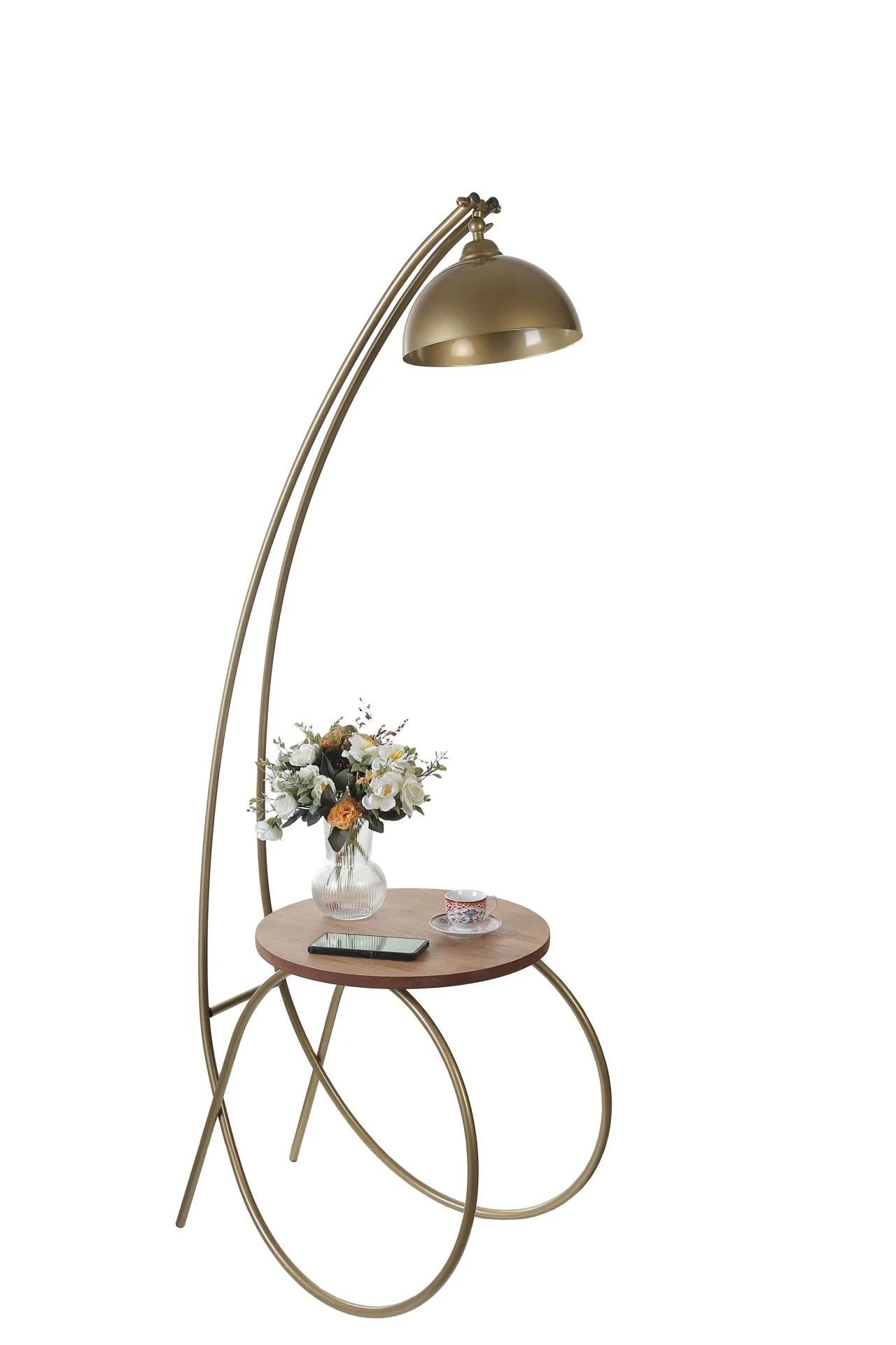 Güler Eskitme Retro 3 Eskitme Başlıklı Sehpalı Lambader