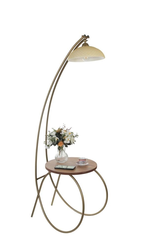 Güler Eskitme Sarıkız Camlı Sehpalı Lambader