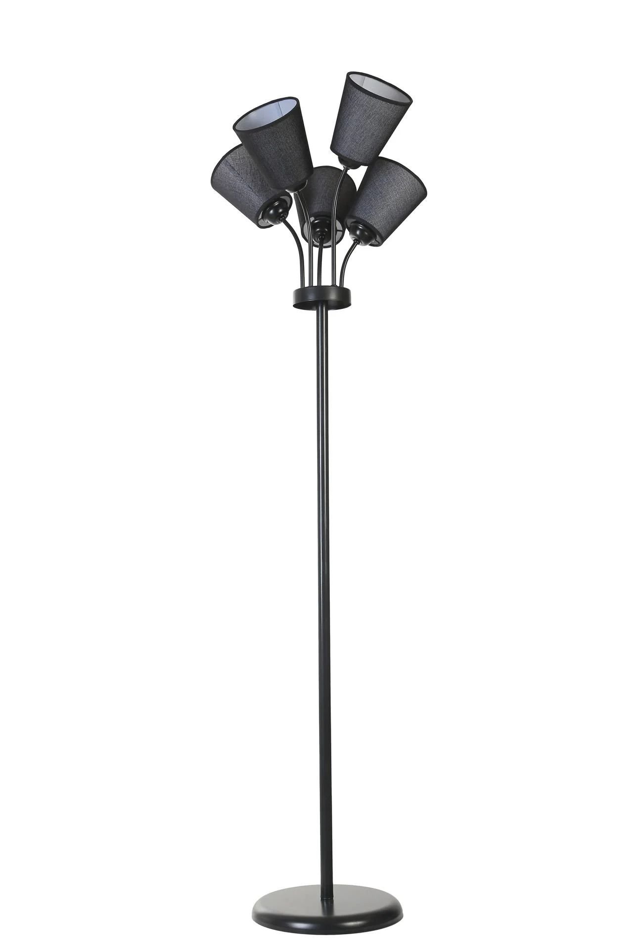 Güneş 5'li Siyah Hasır Siyah Abajurlu Lambader