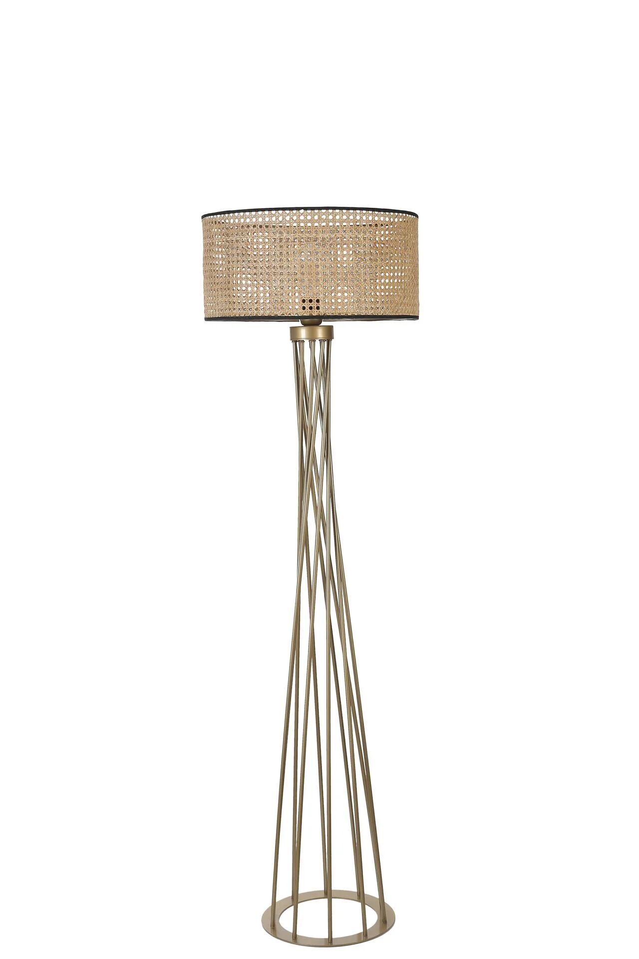 Havin Eskitme Silindir Rattan Abajurlu Lambader