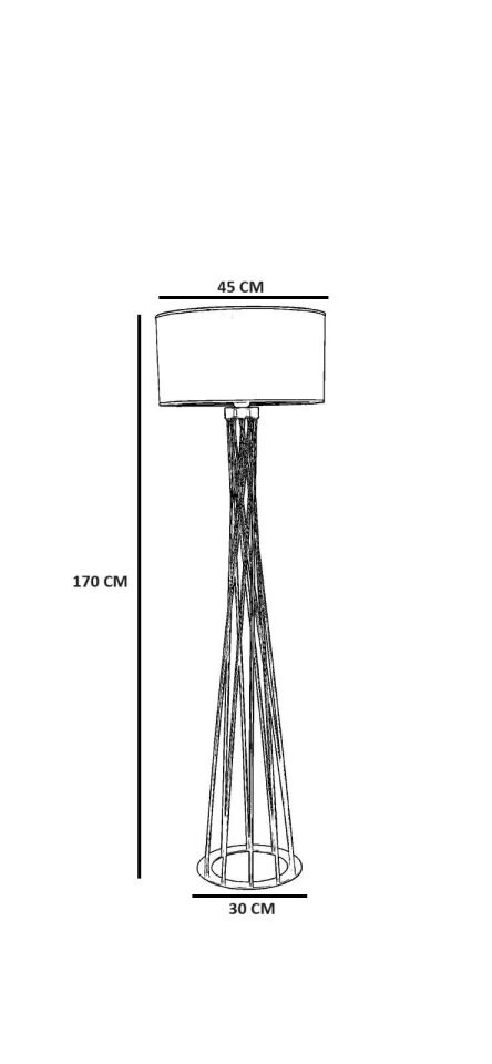 Havin Eskitme Silindir Rattan Abajurlu Lambader