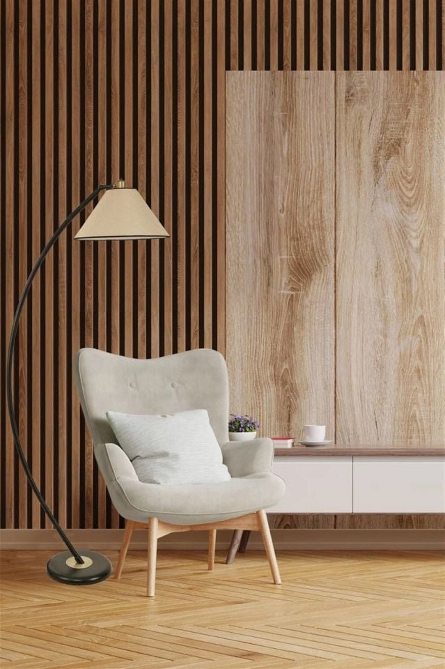 Hilal Siyah Açık Hasır Abajurlu Lambader