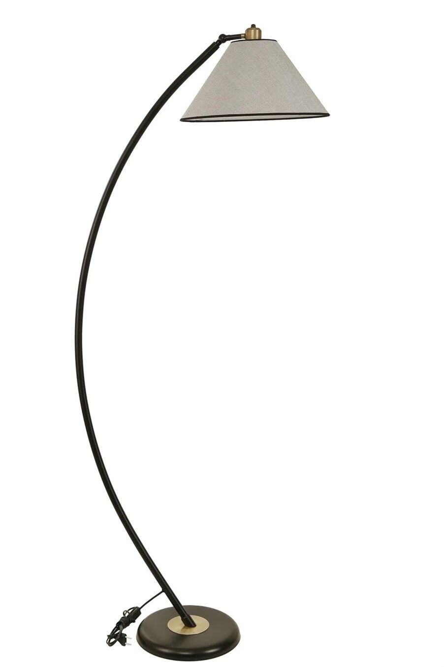 Hilal Siyah Açık Hasır Gri Abajurlu Lambader