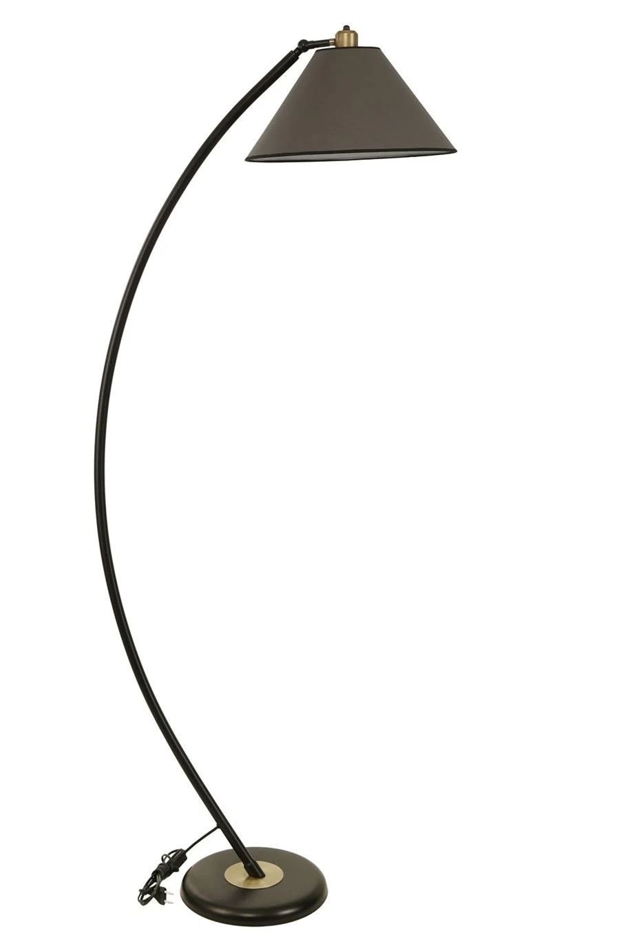 Hilal Siyah Koyu Gri Hasır Abajurlu Lambader