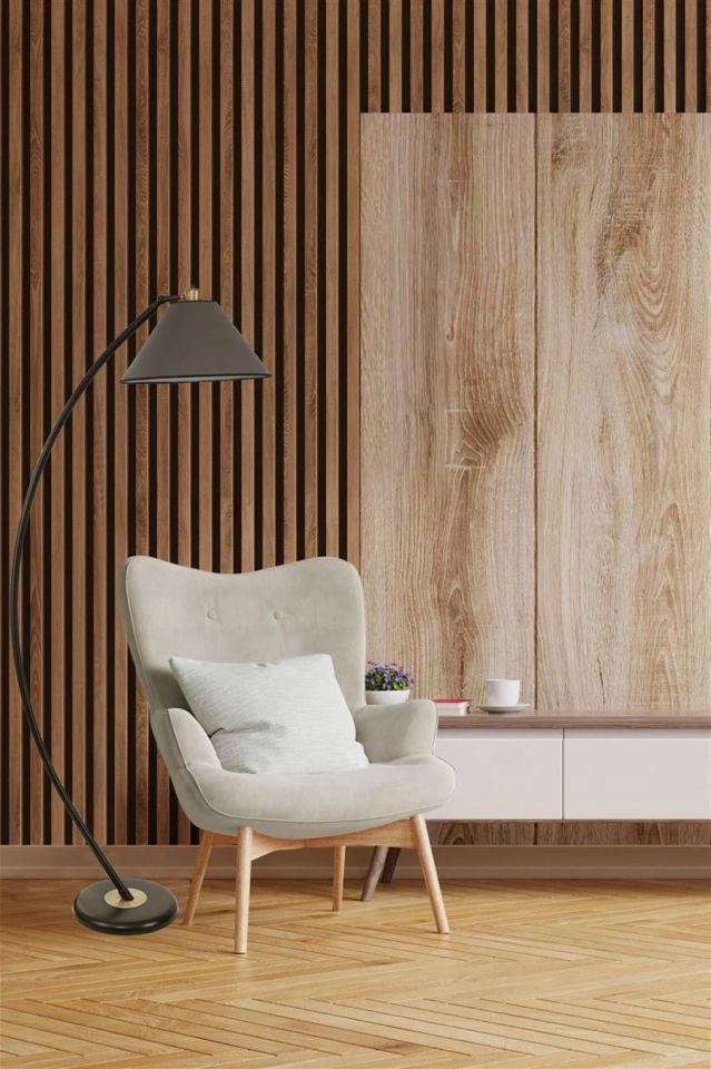 Hilal Siyah Koyu Gri Hasır Abajurlu Lambader