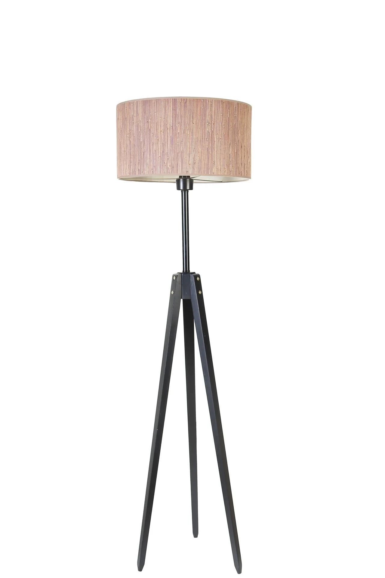 Kanarya Siyah Silindir Bambu 04 Abajurlu Lambader