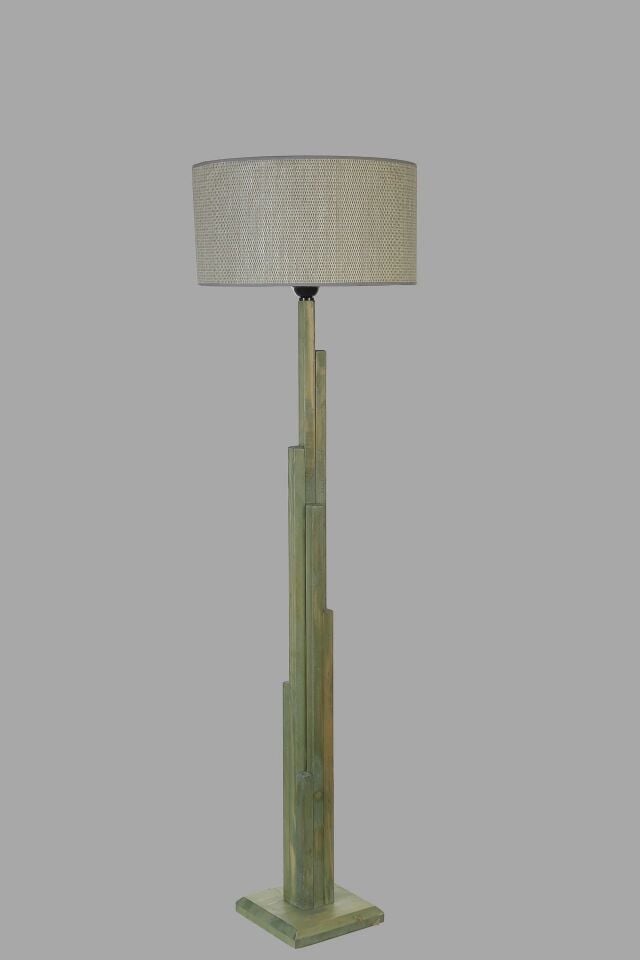 Kule Yeşil Silindir Bambu 06 Abajurlu Lambader