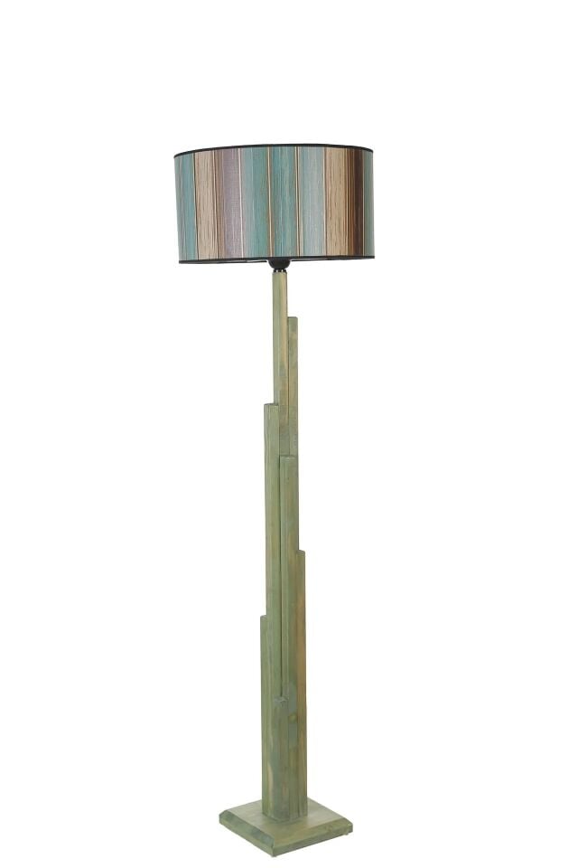 Kule Yeşil Silindir Renkli Abajurlu Lambader