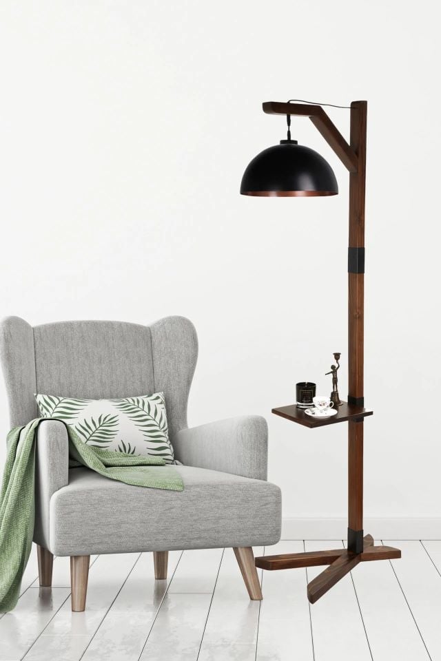 Liza Ceviz Retro 3 Başlıklı Lambader