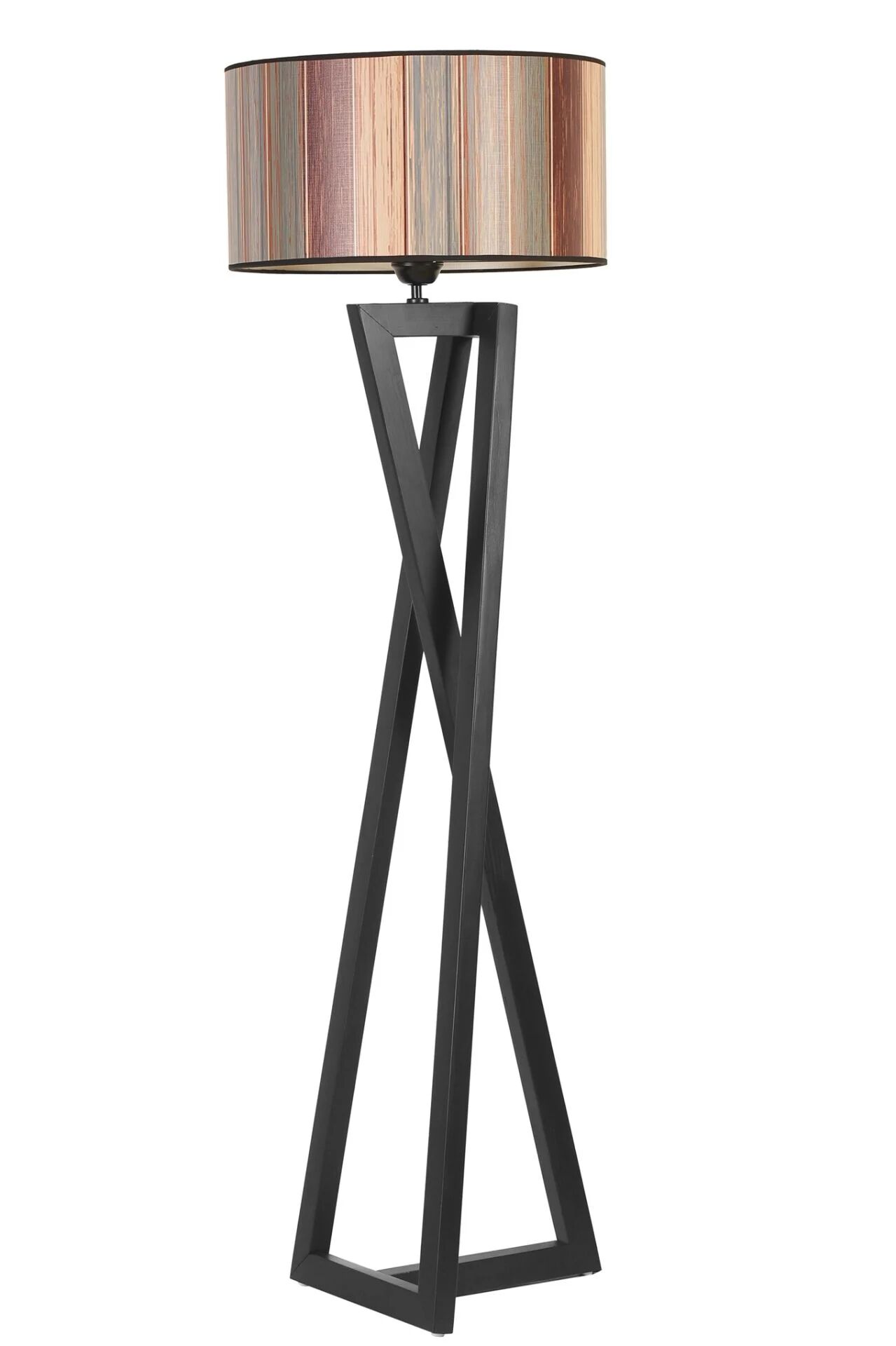 Maçka Siyah Silindir Renkli Abajurlu Lambader