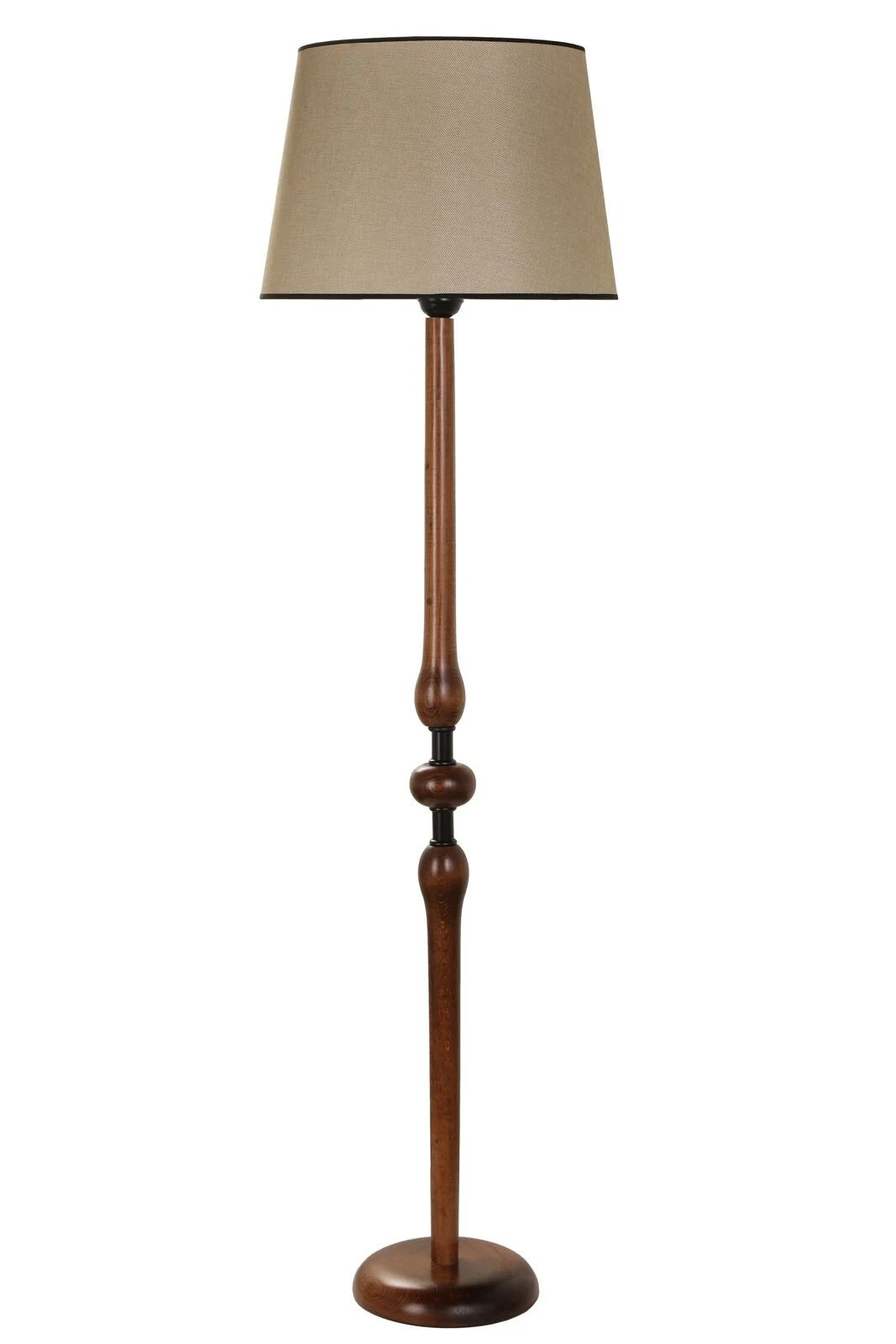 Mayıs Ceviz Piramit Koyu Hasır Abajurlu Lambader