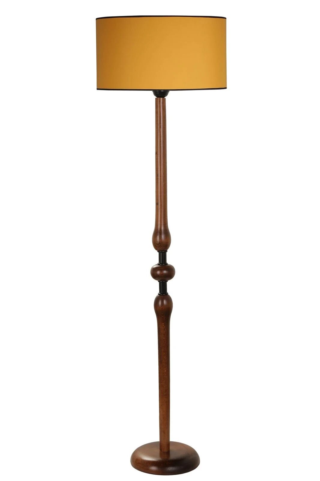 Mayıs Ceviz Silindir Hardal Abajurlu Lambader