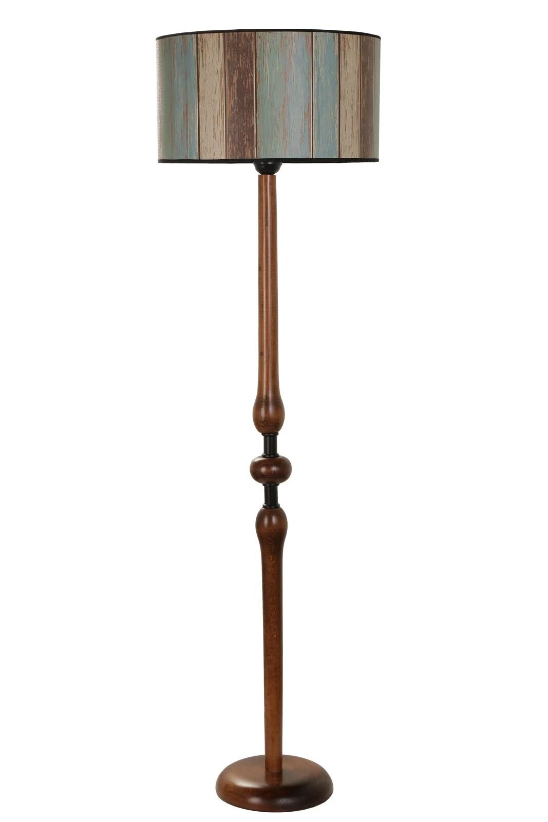 Mayıs Ceviz Silindir Renkli Abajurlu Lambader